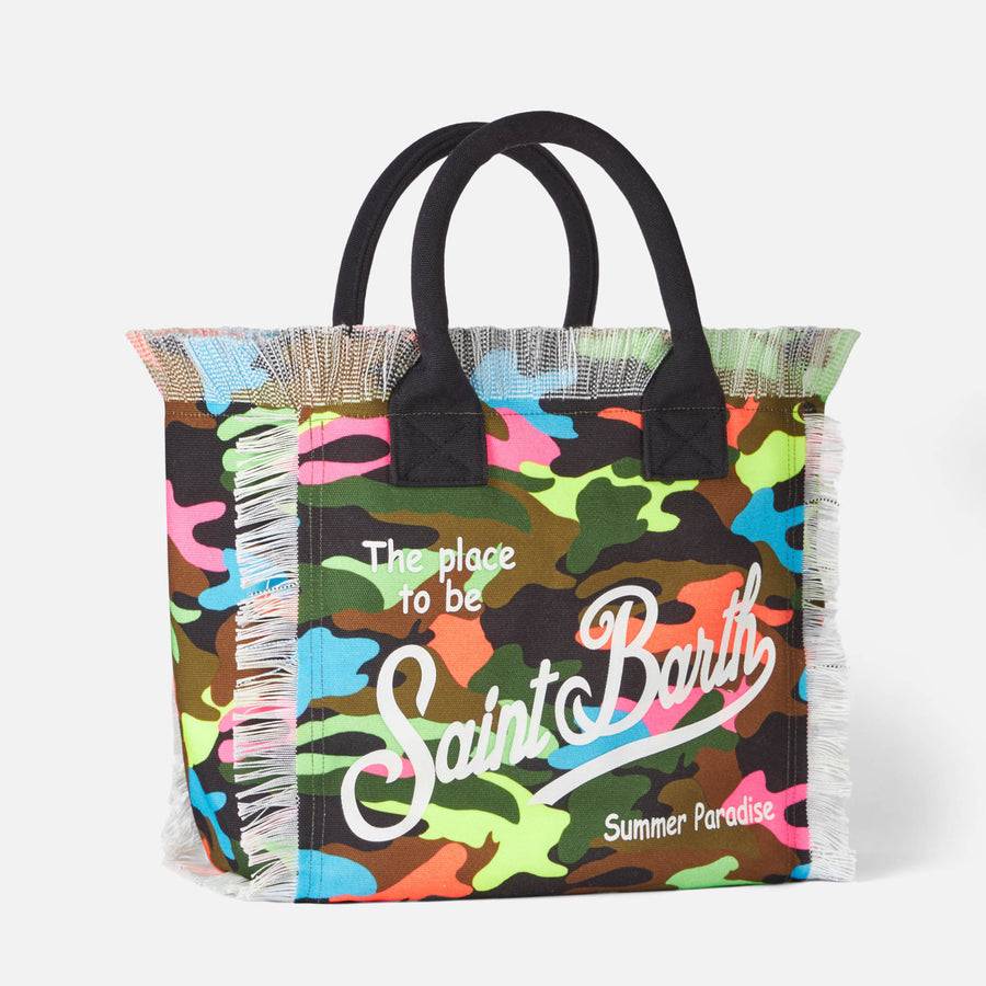 Mc2 Saint Barth Borsa A Spalla Vanity In Canvas Con Stampa Camouflage Fluo
