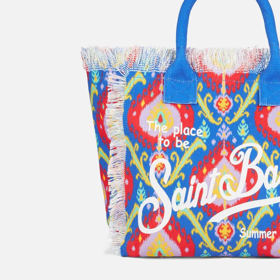 Mc2 Saint Barth Borsa A Spalla Vanity In Canvas Con Stampa Ikat