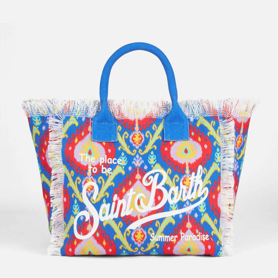 Mc2 Saint Barth Borsa A Spalla Vanity In Canvas Con Stampa Ikat