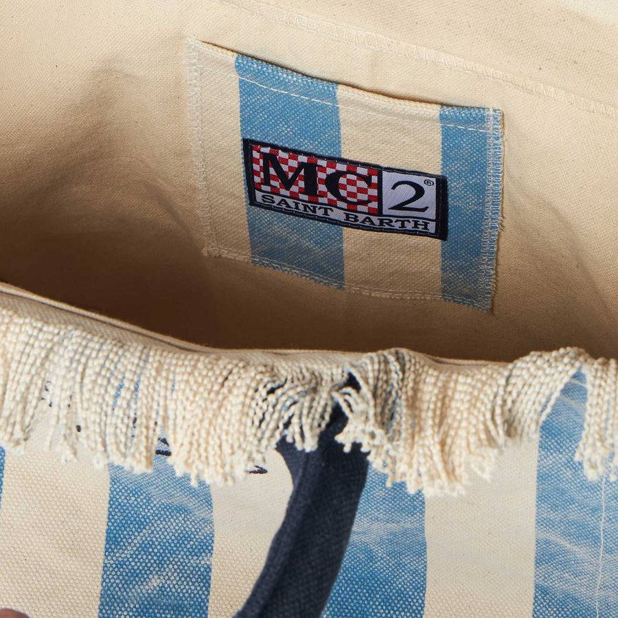 Mc2 Saint Barth Borsa A Spalla Vanity In Canvas Con Stampa Milano Marittima