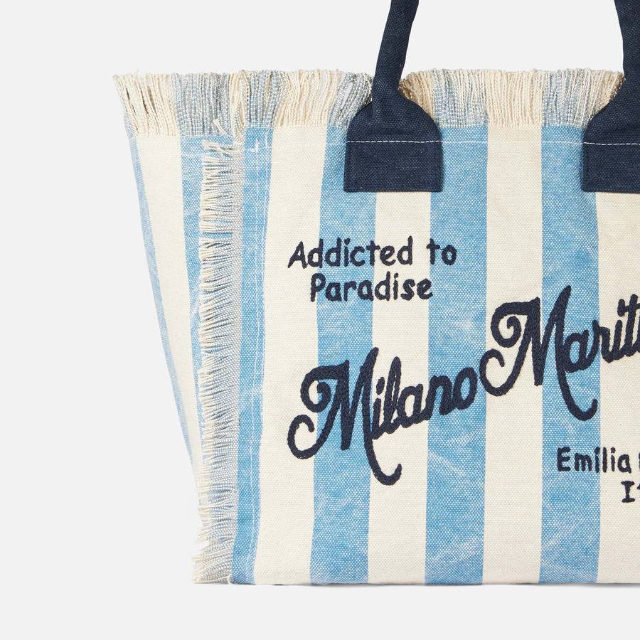 Mc2 Saint Barth Borsa A Spalla Vanity In Canvas Con Stampa Milano Marittima