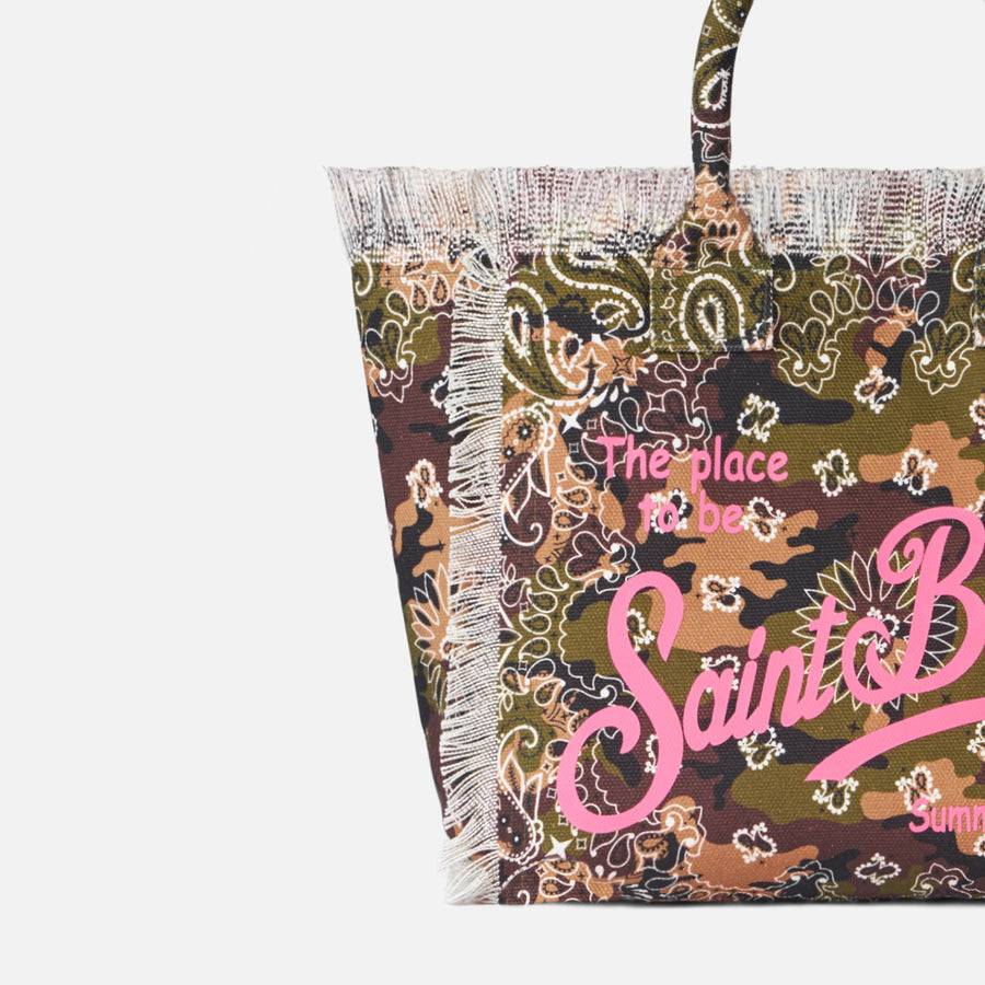 Mc2 Saint Barth Borsa A Spalla Vanity In Canvas Con Stampa Mimetica Bandana