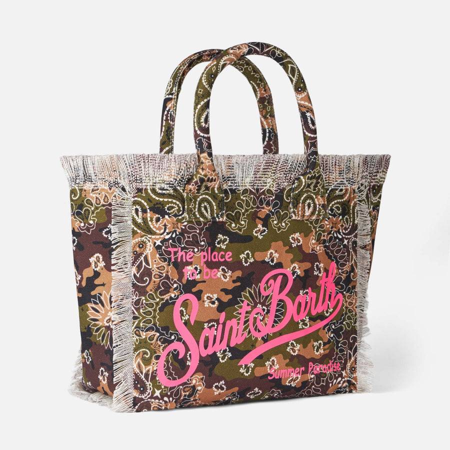Mc2 Saint Barth Borsa A Spalla Vanity In Canvas Con Stampa Mimetica Bandana
