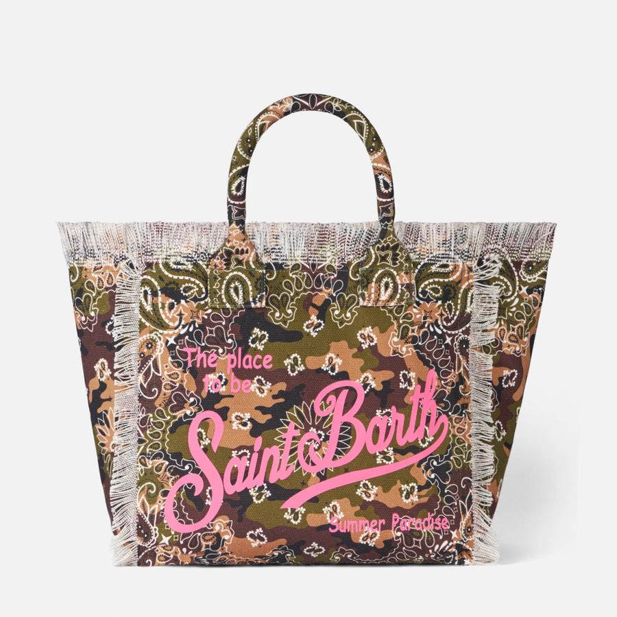 Mc2 Saint Barth Borsa A Spalla Vanity In Canvas Con Stampa Mimetica Bandana