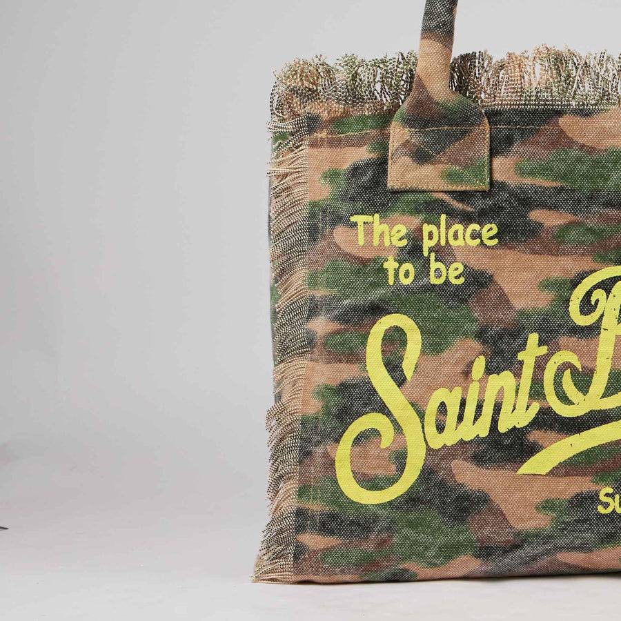 Mc2 Saint Barth Borsa A Spalla Vanity In Canvas Con Stampa Mimetica