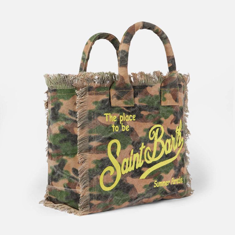 Mc2 Saint Barth Borsa A Spalla Vanity In Canvas Con Stampa Mimetica
