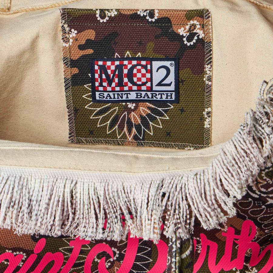 Mc2 Saint Barth Borsa A Spalla Vanity In Canvas Con Stampa Mimetica Bandana