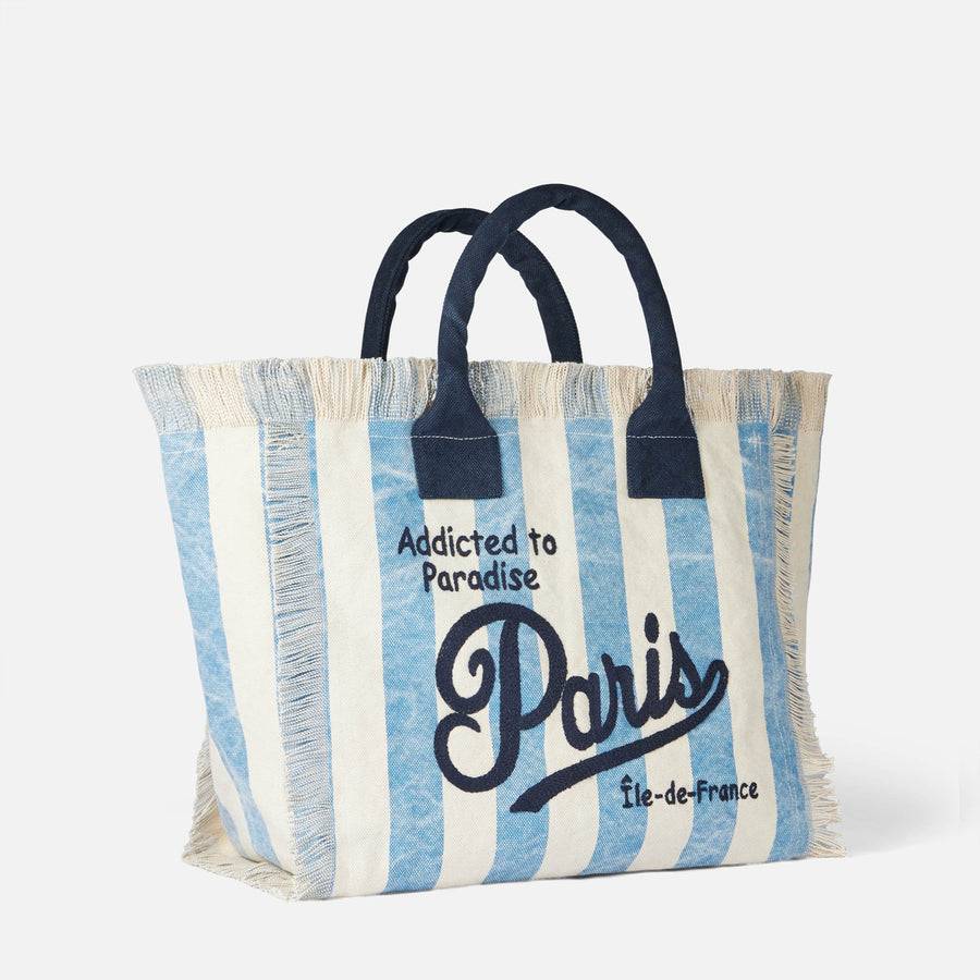 Mc2 Saint Barth Borsa A Spalla Vanity In Canvas Con Stampa Paris