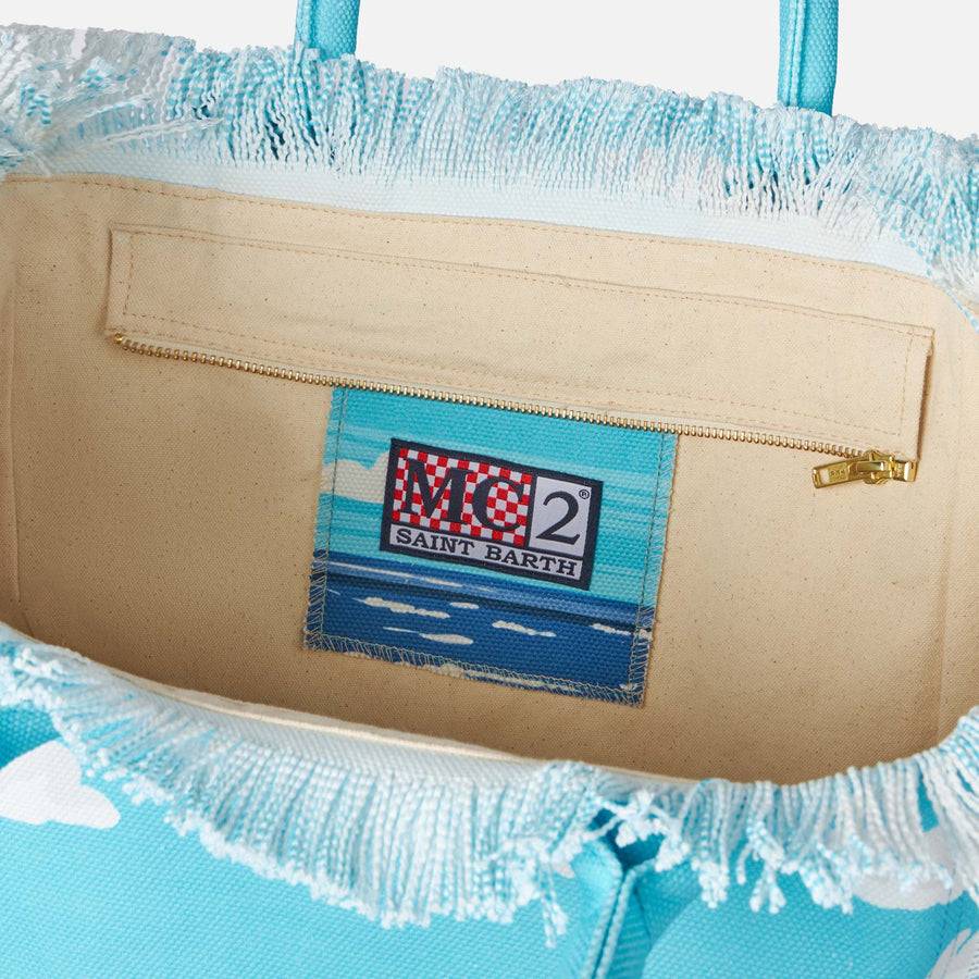 Mc2 Saint Barth Borsa A Spalla Vanity In Canvas Con Stampa Porto Cervo