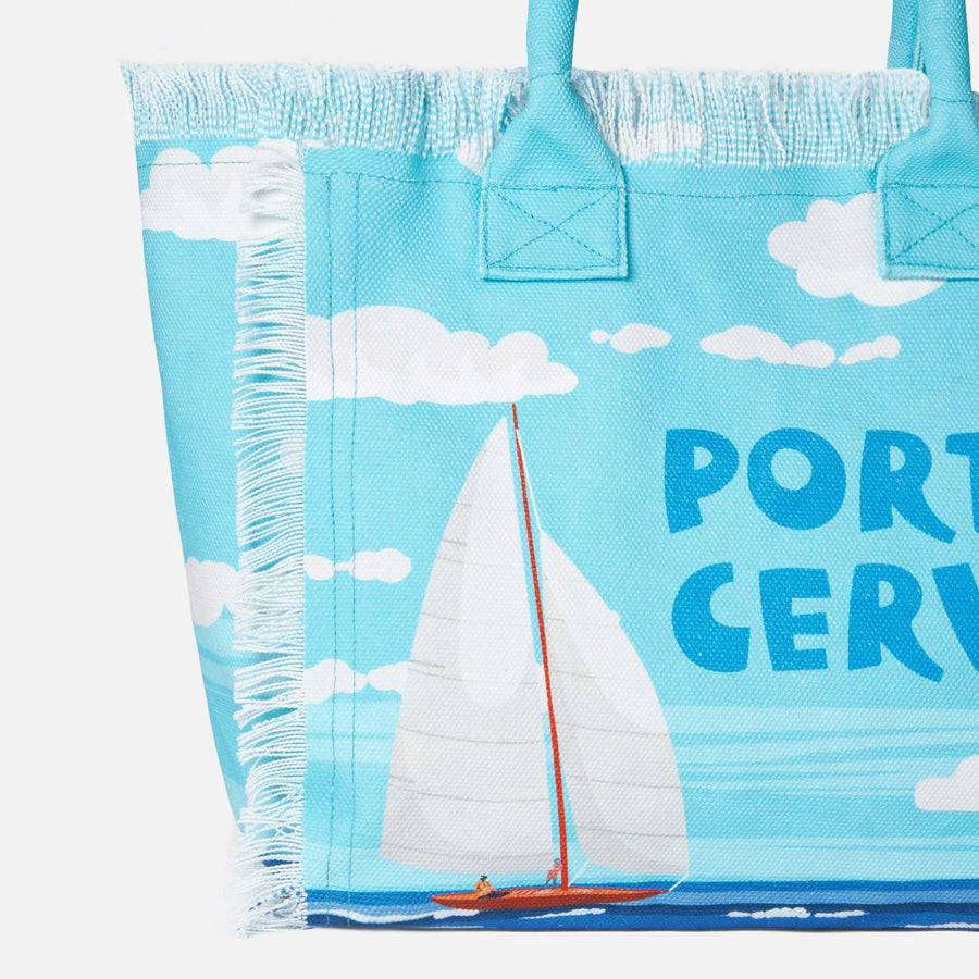 Mc2 Saint Barth Borsa A Spalla Vanity In Canvas Con Stampa Porto Cervo