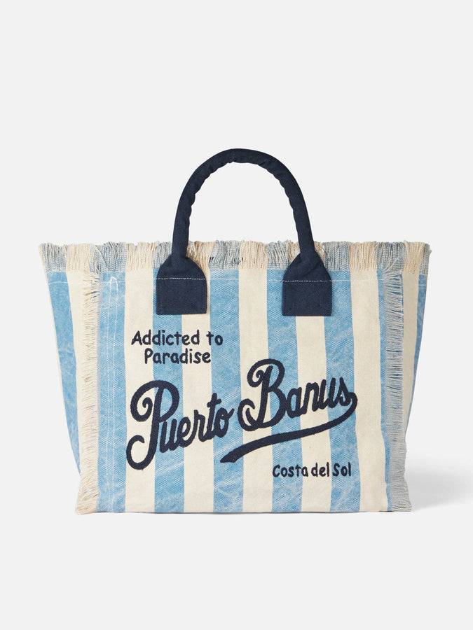 Mc2 Saint Barth Borsa a spalla Vanity in canvas con stampa Puerto Banus