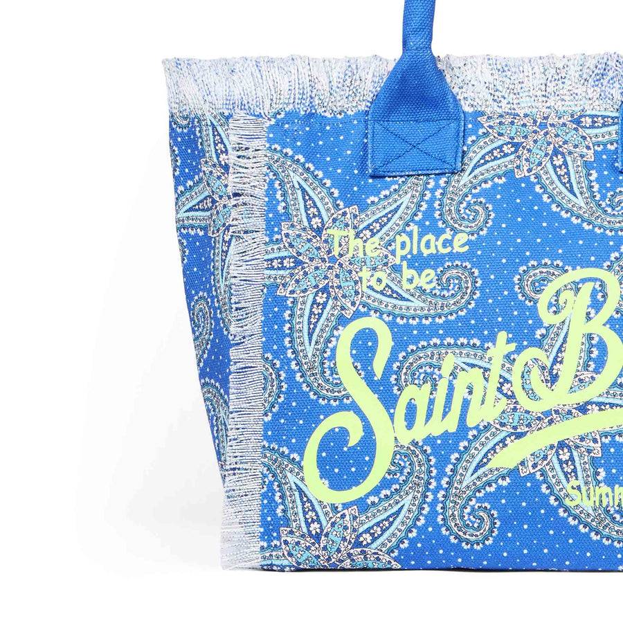 Mc2 Saint Barth Borsa A Spalla Vanity In Canvas Con Stampa Stelle Paisley