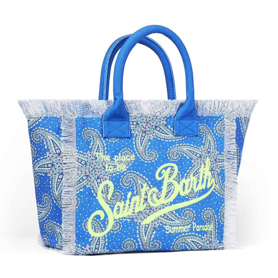 Mc2 Saint Barth Borsa A Spalla Vanity In Canvas Con Stampa Stelle Paisley