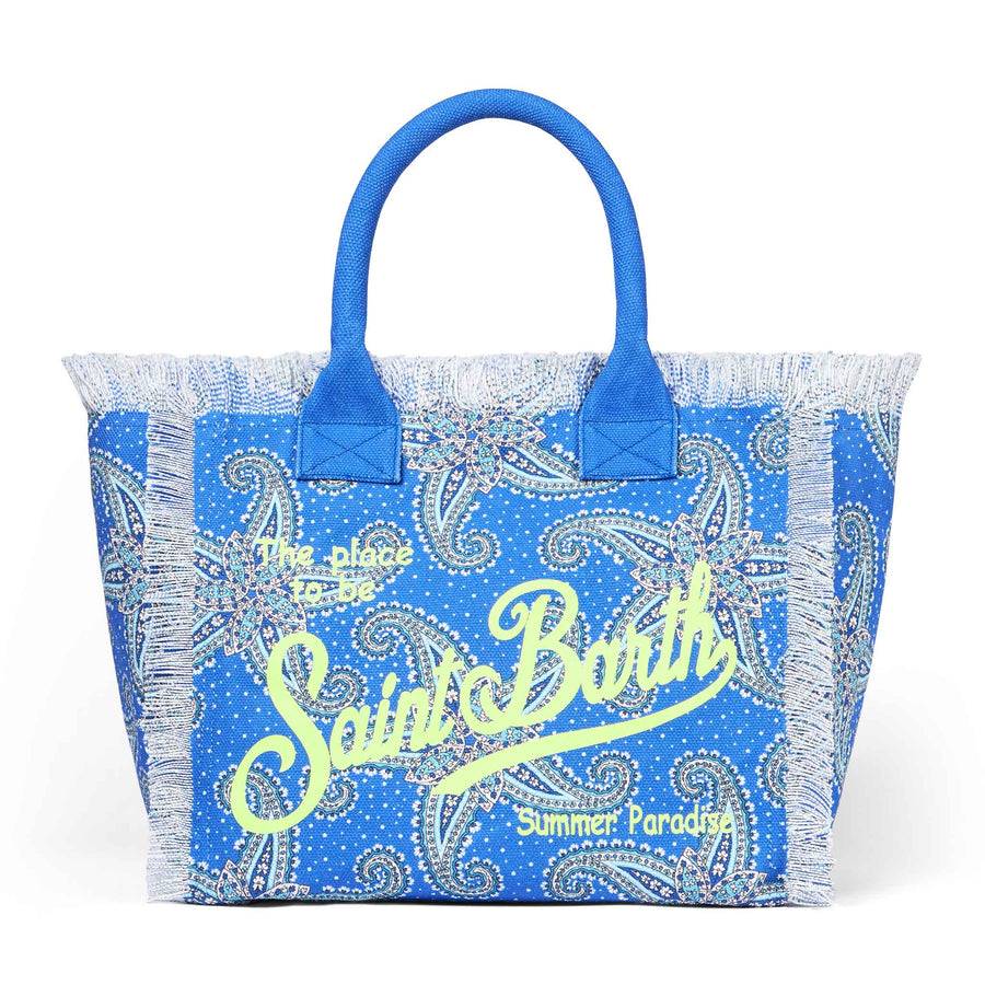 Mc2 Saint Barth Borsa A Spalla Vanity In Canvas Con Stampa Stelle Paisley