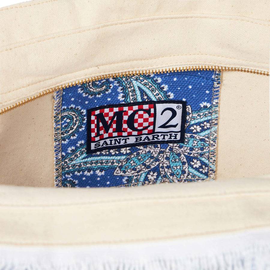 Mc2 Saint Barth Borsa A Spalla Vanity In Canvas Con Stampa Stelle Paisley