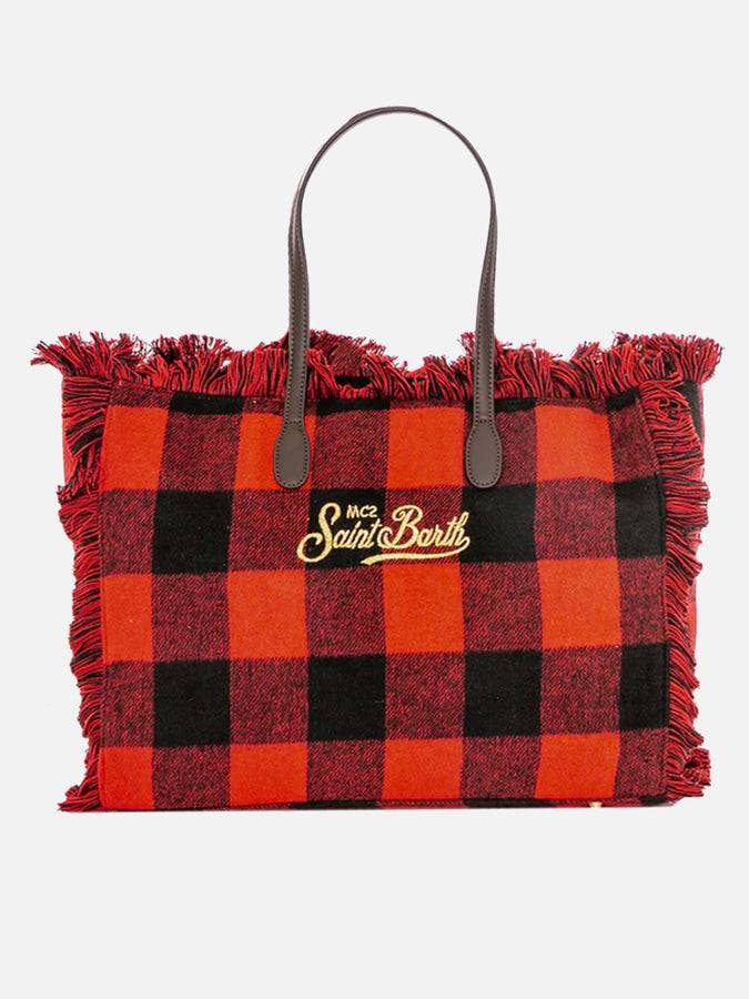 Mc2 Saint Barth Borsa A Spalla Vanity In Lana Scozzese Rossa