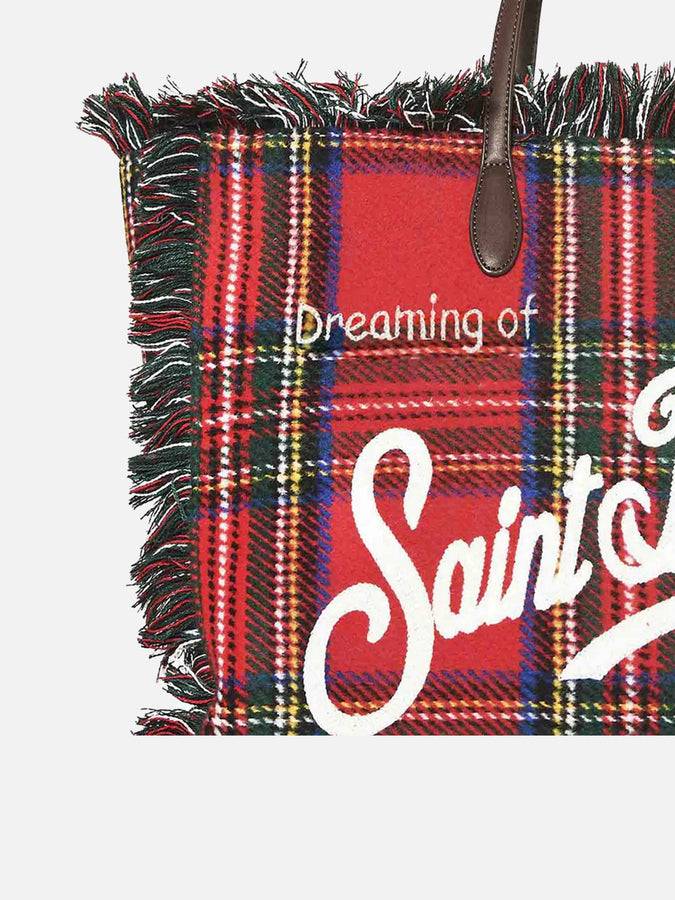 Mc2 Saint Barth Borsa A Spalla Vanity In Lana Scozzese Rossa