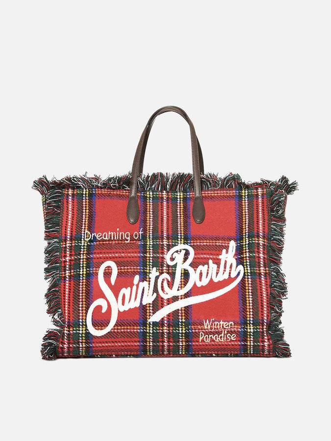 Mc2 Saint Barth Borsa a spalla Vanity in lana scozzese rossa