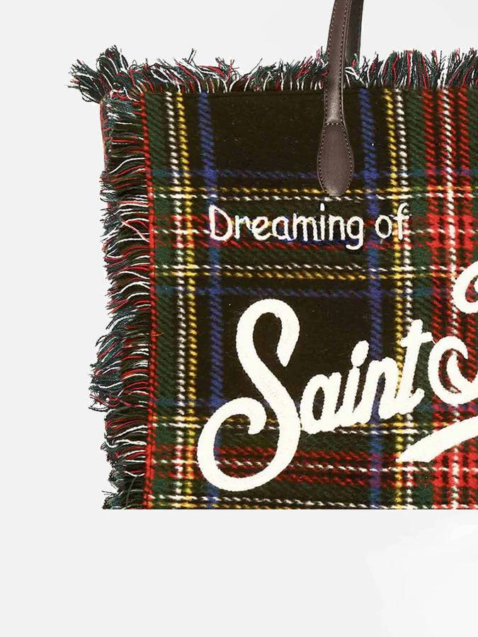 Mc2 Saint Barth Borsa A Spalla Vanity In Lana Tartan Blu