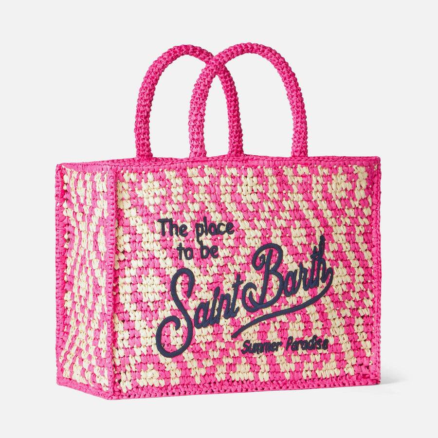 Mc2 Saint Barth Borsa A Spalla Vanity In Rafia Con Ricamo Saint Barth