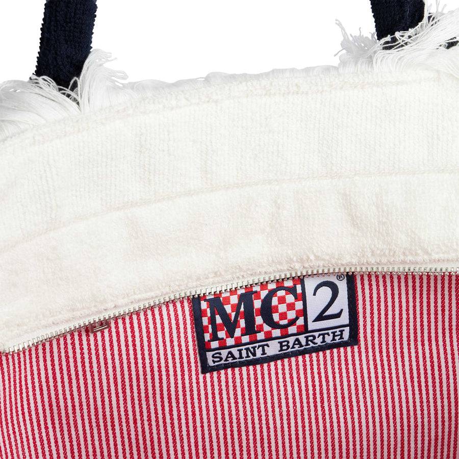 Mc2 Saint Barth Borsa A Spalla Vanity In Spugna Con Ricamo Pietrasanta