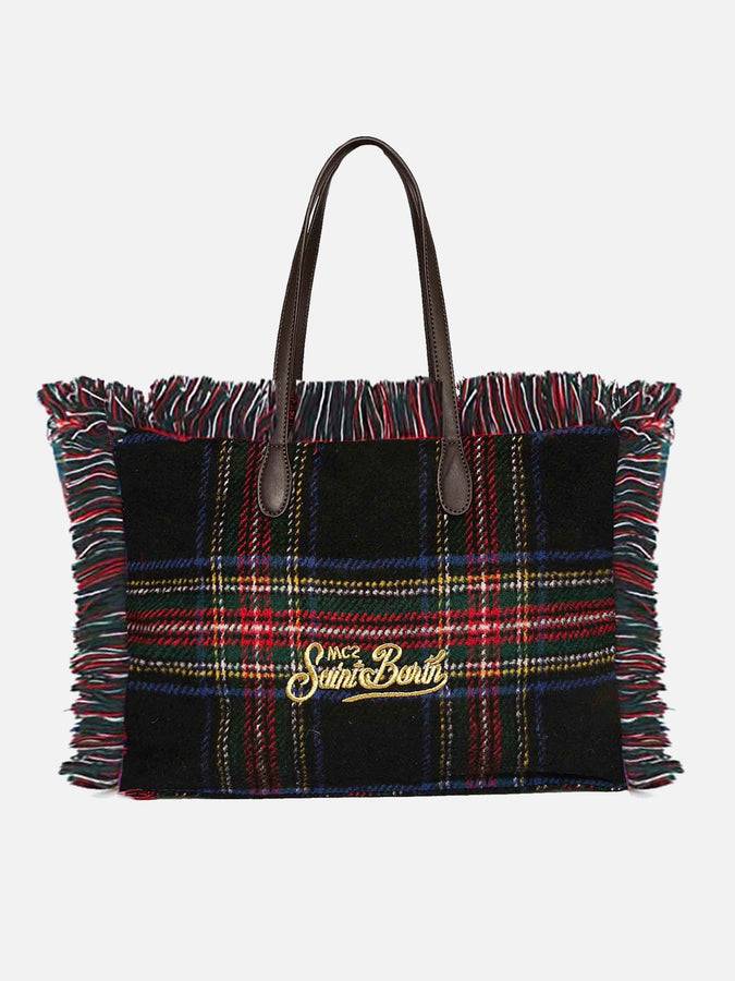 Mc2 Saint Barth Borsa A Spalla Vanity In Tartan Patchwork Di Lana