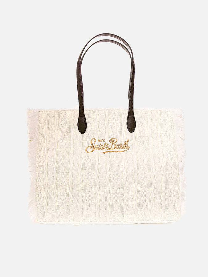 Mc2 Saint Barth Borsa A Spalla Vanity In Tricot Bianco Di Lana