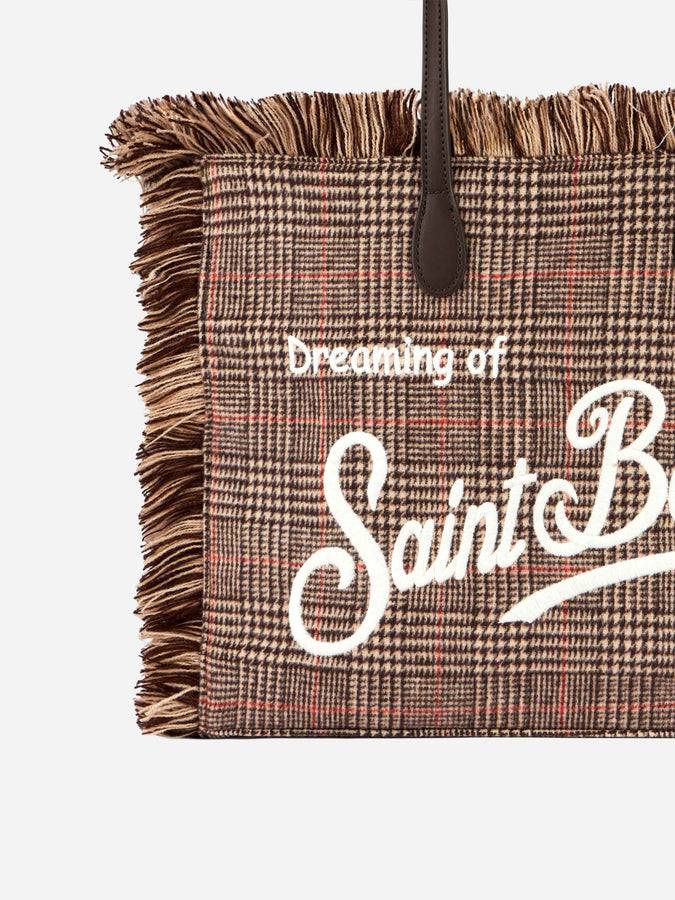 Mc2 Saint Barth Borsa A Spalla Wooly Vanity Con Frange E Fantasia Principe Di Galles