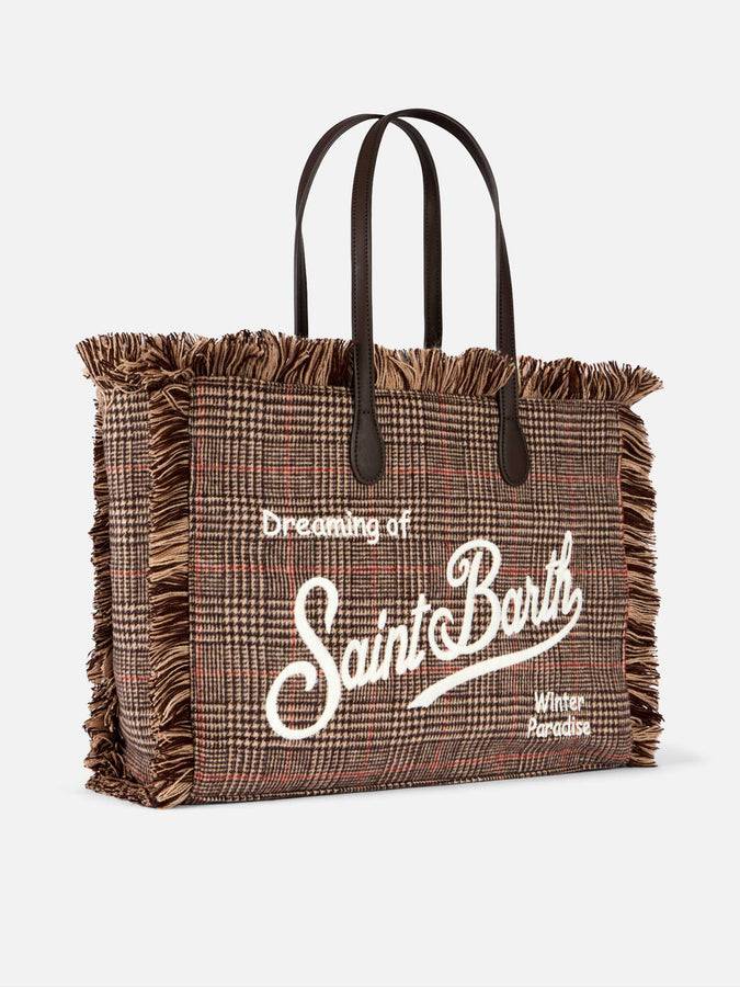 Mc2 Saint Barth Borsa A Spalla Wooly Vanity Con Frange E Fantasia Principe Di Galles