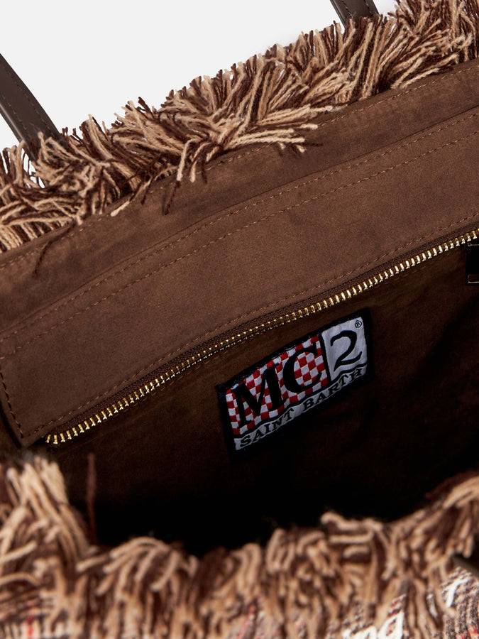 Mc2 Saint Barth Borsa A Spalla Wooly Vanity Con Frange E Fantasia Principe Di Galles
