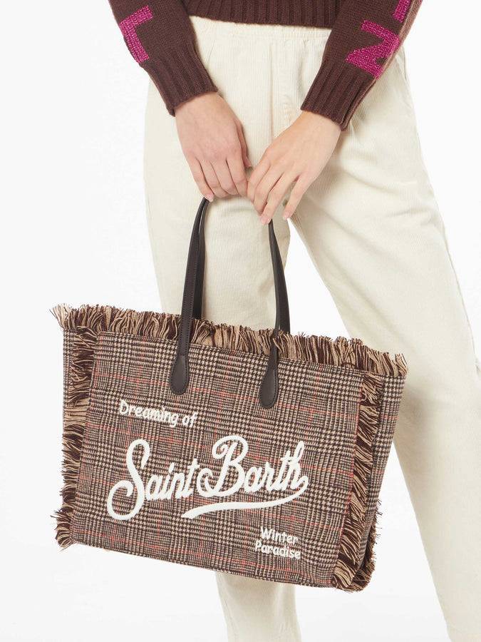 Mc2 Saint Barth Borsa A Spalla Wooly Vanity Con Frange E Fantasia Principe Di Galles