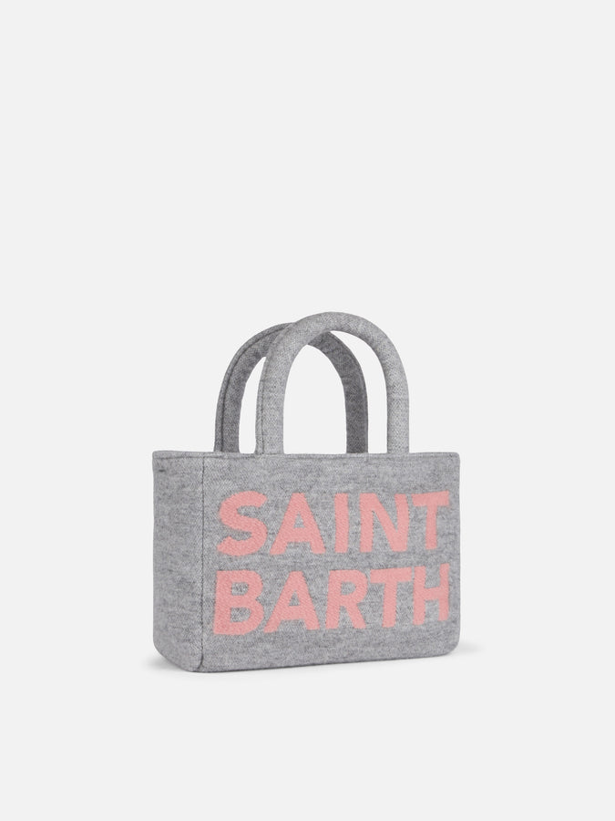 Mc2 Saint Barth Borsa Clarine In Morbida Lana Con Maxi Logo Jacquard
