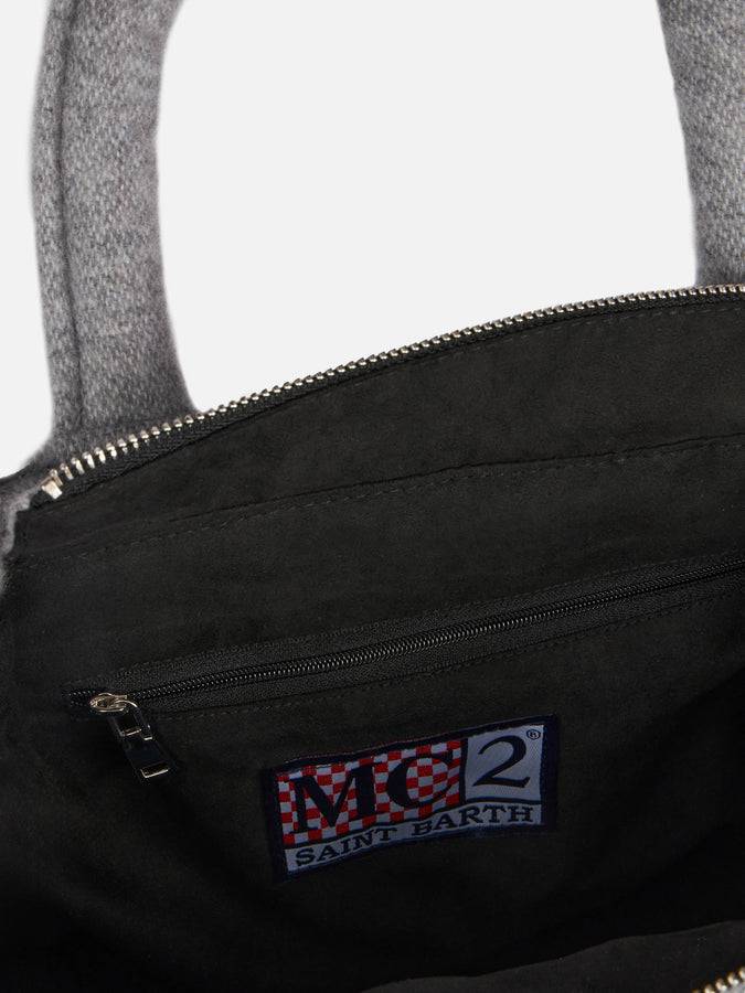 Mc2 Saint Barth Borsa Clarine In Morbida Lana Con Maxi Logo Jacquard