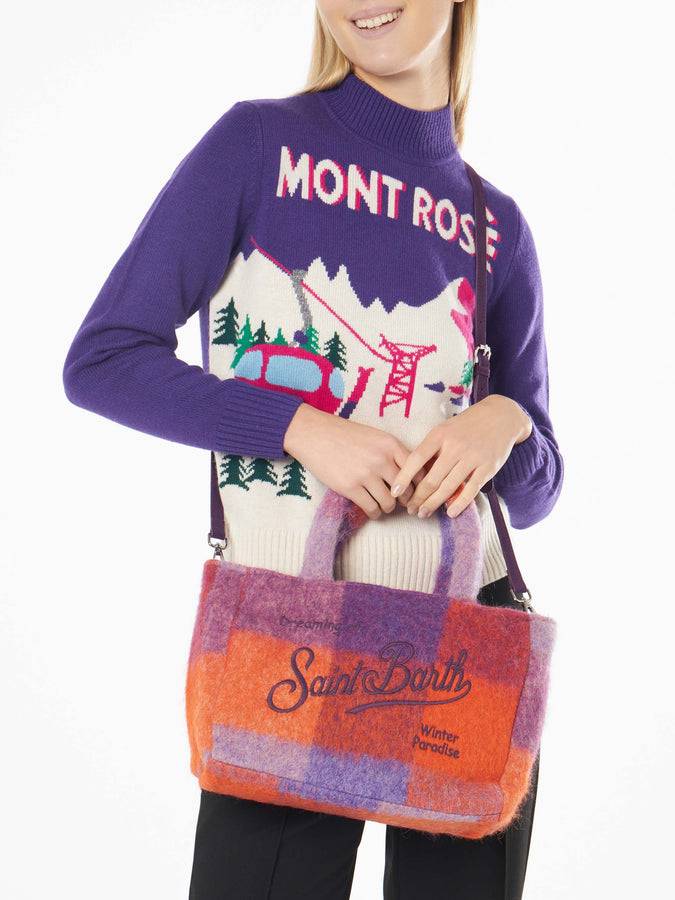 Mc2 Saint Barth Borsa Clarine In Morbida Lana Con Motivo A Quadri