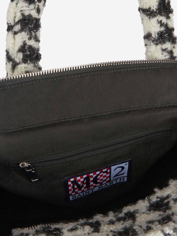 Mc2 Saint Barth Borsa Clarine In Morbida Lana Con Motivo Pied De Poule In Lurex
