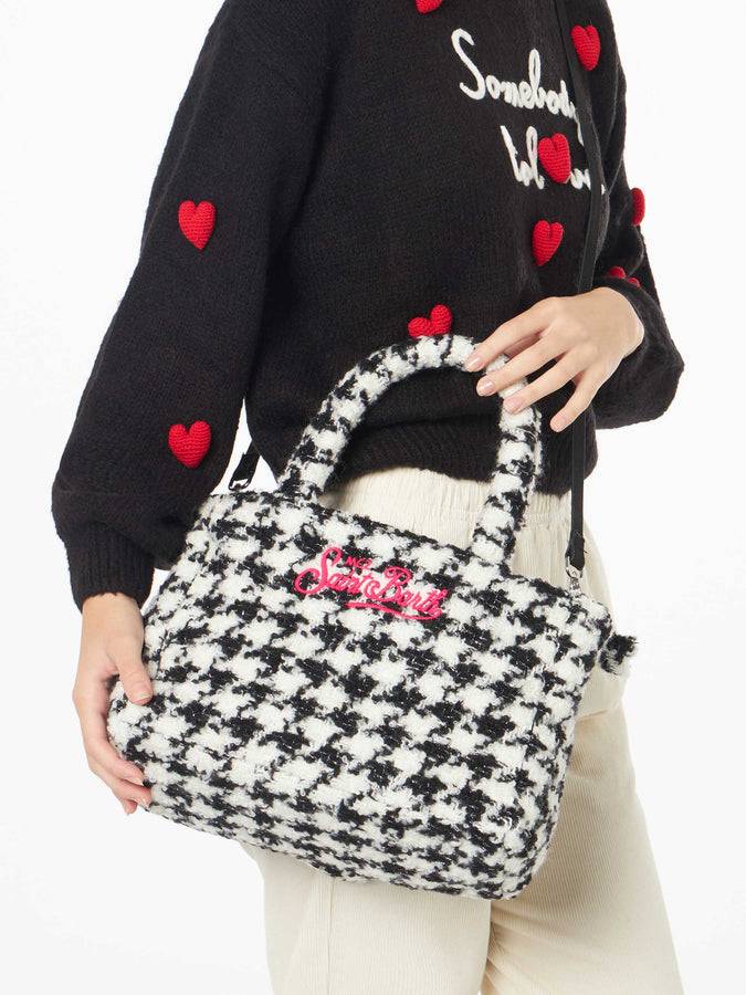 Mc2 Saint Barth Borsa Clarine In Morbida Lana Con Motivo Pied De Poule In Lurex