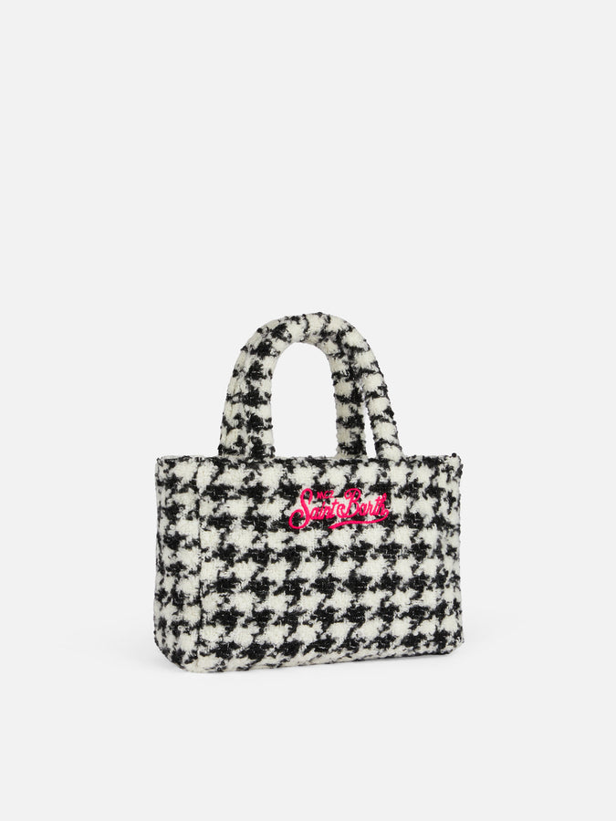 Mc2 Saint Barth Borsa Clarine In Morbida Lana Con Motivo Pied De Poule In Lurex