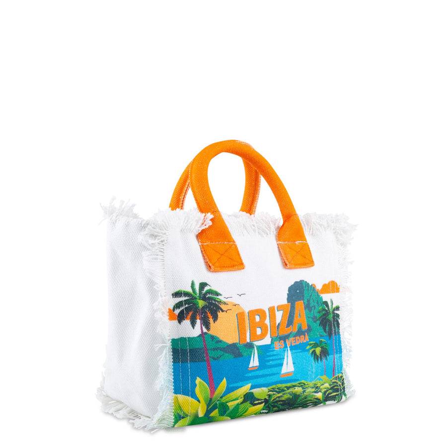 Mc2 Saint Barth Borsa Colette In Canvas Con Stampa Cartolina Ibiza