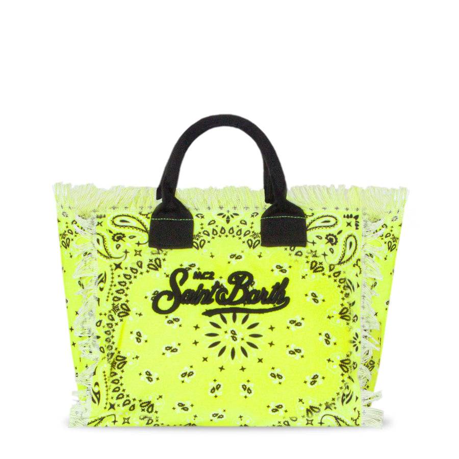 Mc2 Saint Barth Borsa Colette In Canvas Di Cotone Con Stampa Bandana Giallo Fluo