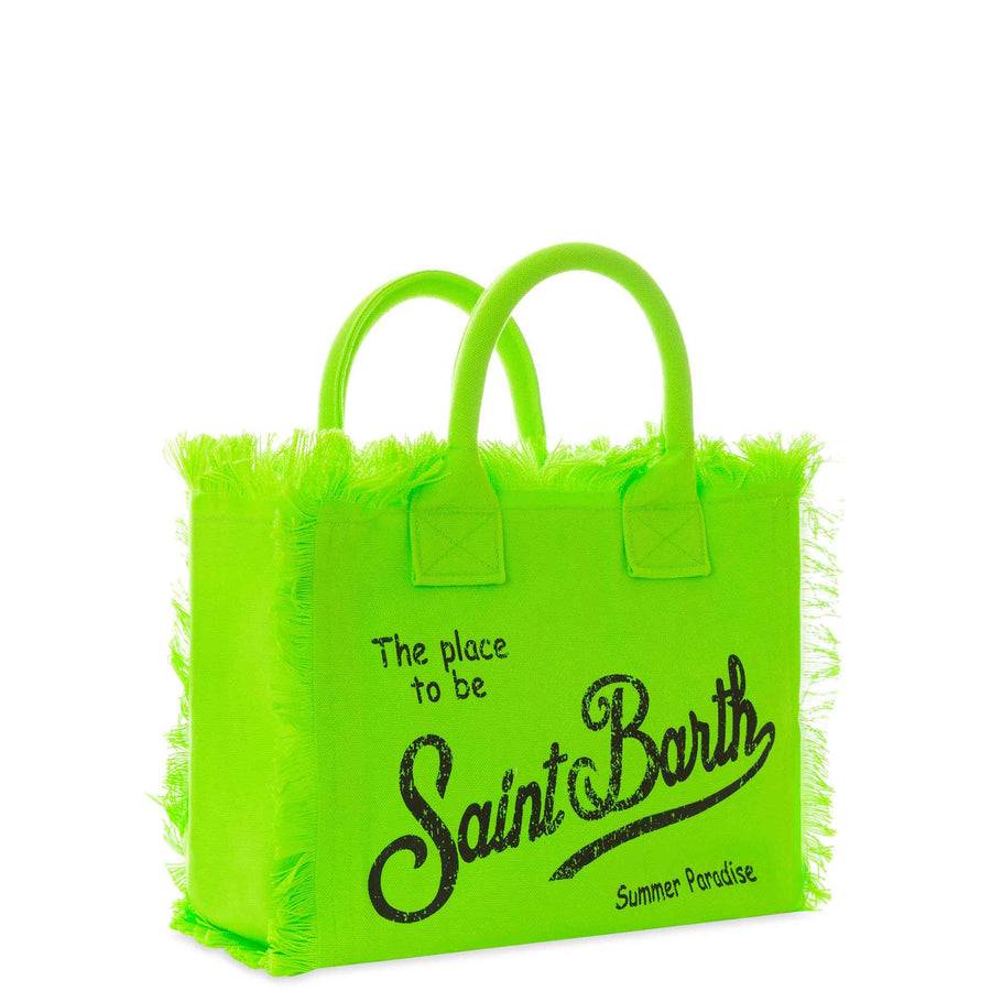 Mc2 Saint Barth Borsa Colette In Canvas Di Cotone Verde Fluo