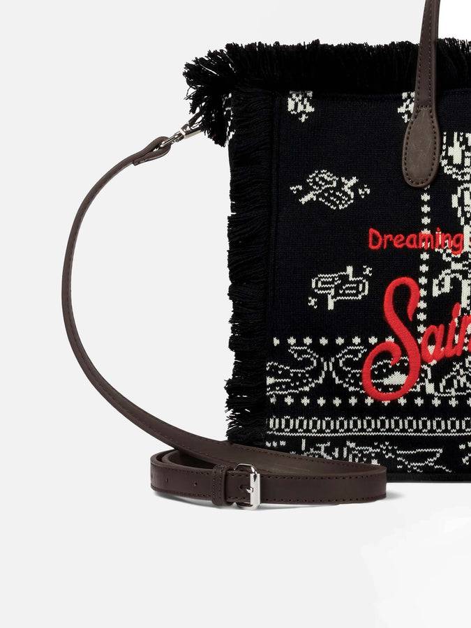 Mc2 Saint Barth Borsa Colette In Lana Con Stampa Bandana Nera