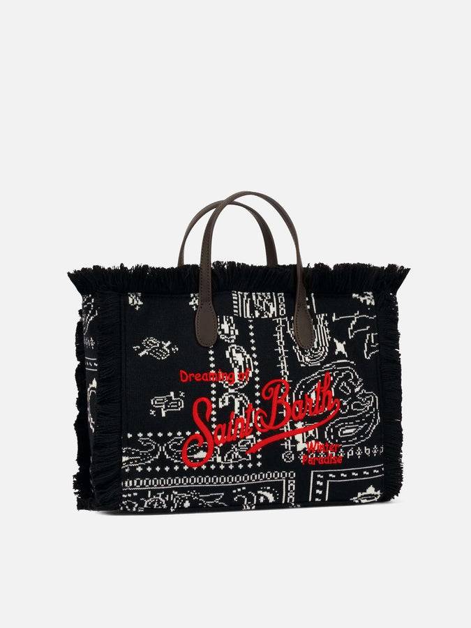 Mc2 Saint Barth Borsa Colette In Lana Con Stampa Bandana Nera