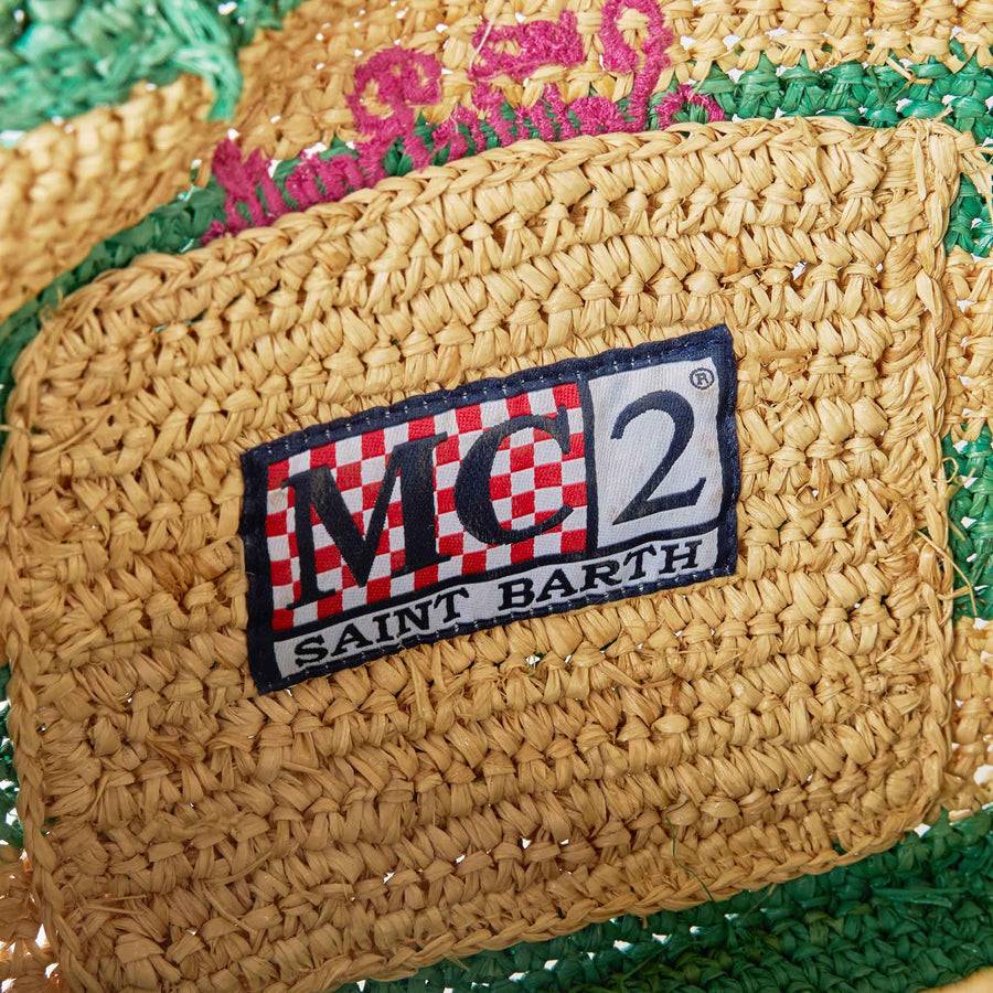 Mc2 Saint Barth Borsa Colette In Rafia A Righe Bianche E Verdi