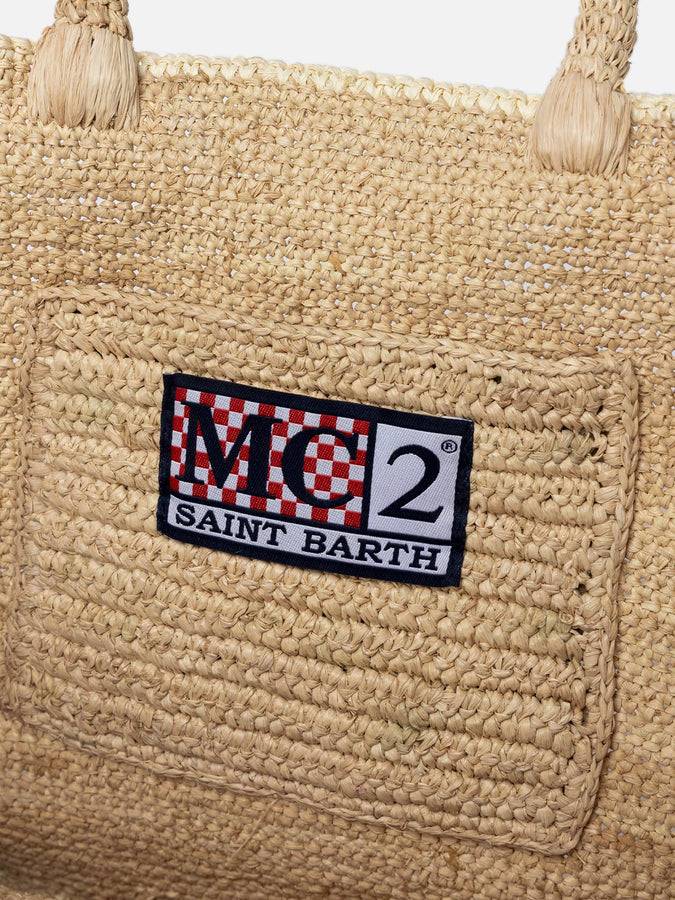 Mc2 Saint Barth Borsa Colette In Rafia Beige Naturale Con Ricamo