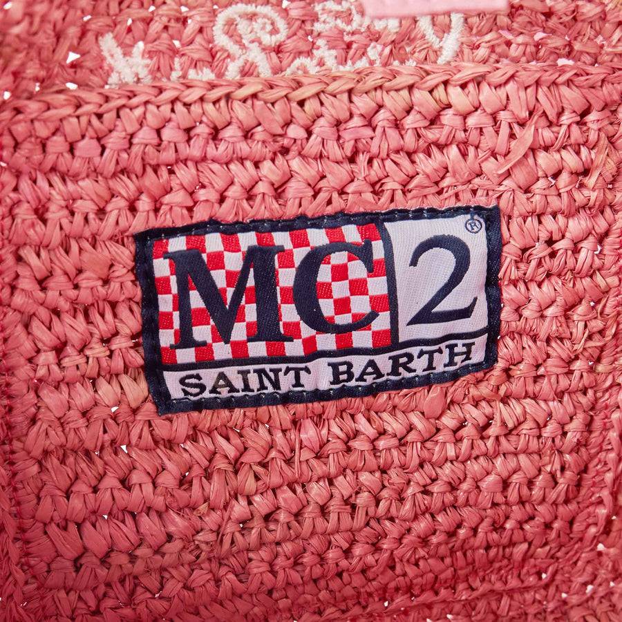 Mc2 Saint Barth Borsa Colette In Rafia Rosa Con Ricamo Saint Barth