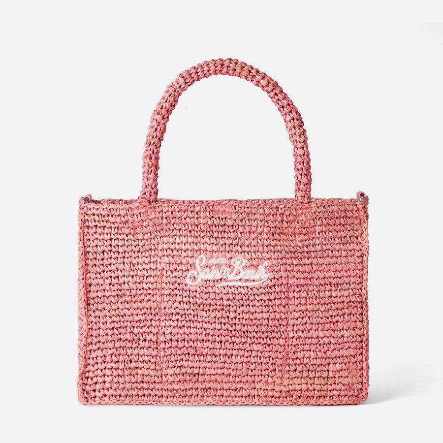 Mc2 Saint Barth Borsa Colette In Rafia Rosa Con Ricamo Saint Barth