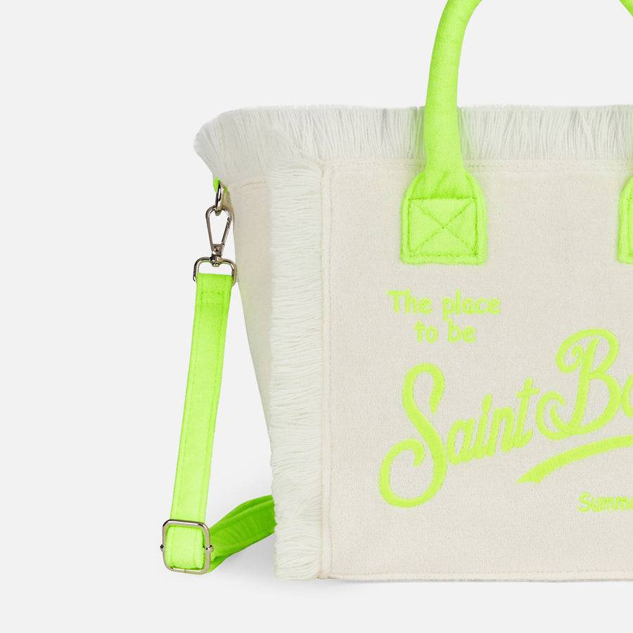 Mc2 Saint Barth Borsa Colette In Spugna Bianca Con Logo Saint Barth