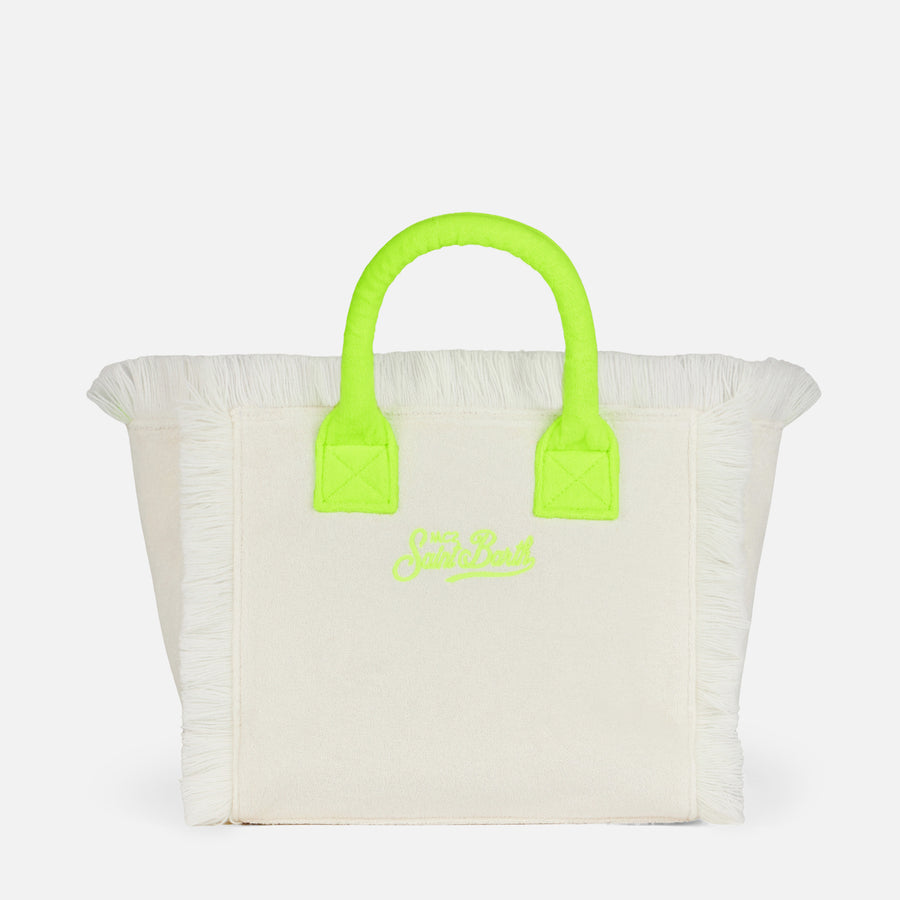 Mc2 Saint Barth Borsa Colette In Spugna Bianca Con Logo Saint Barth