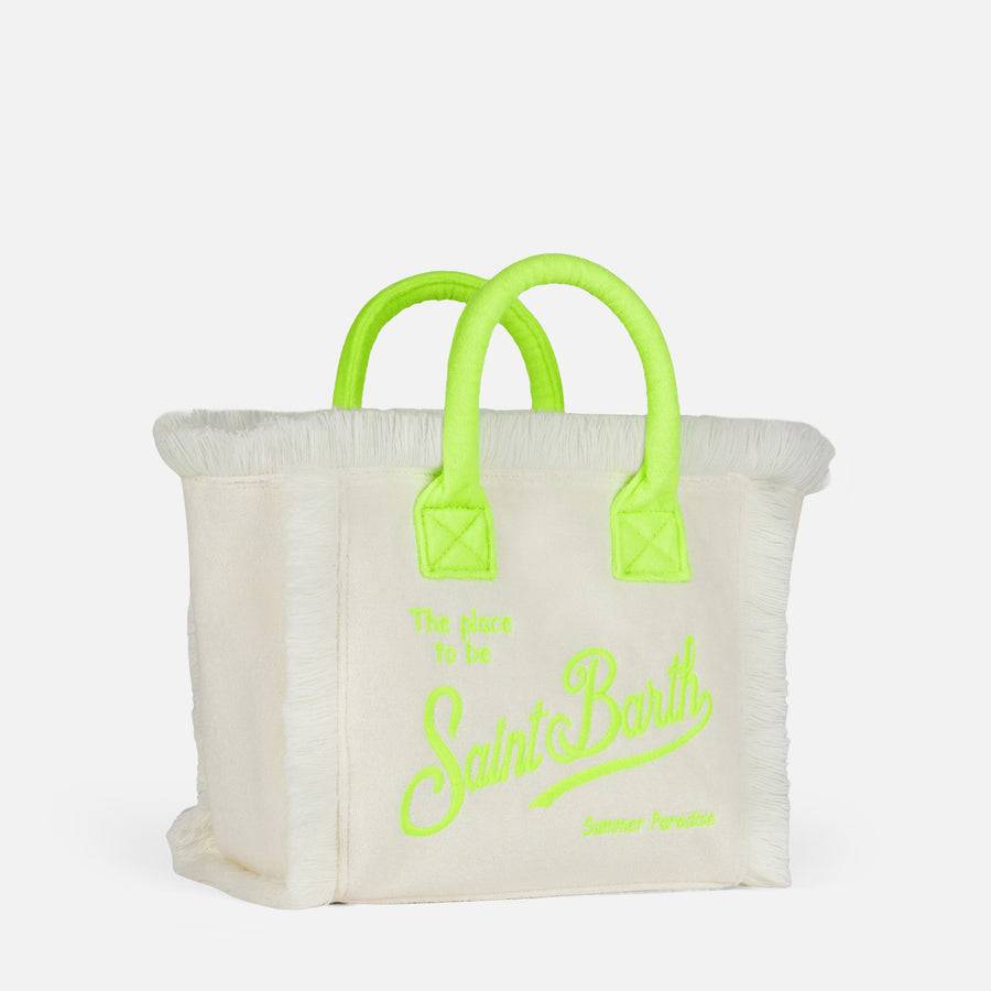 Mc2 Saint Barth Borsa Colette In Spugna Bianca Con Logo Saint Barth