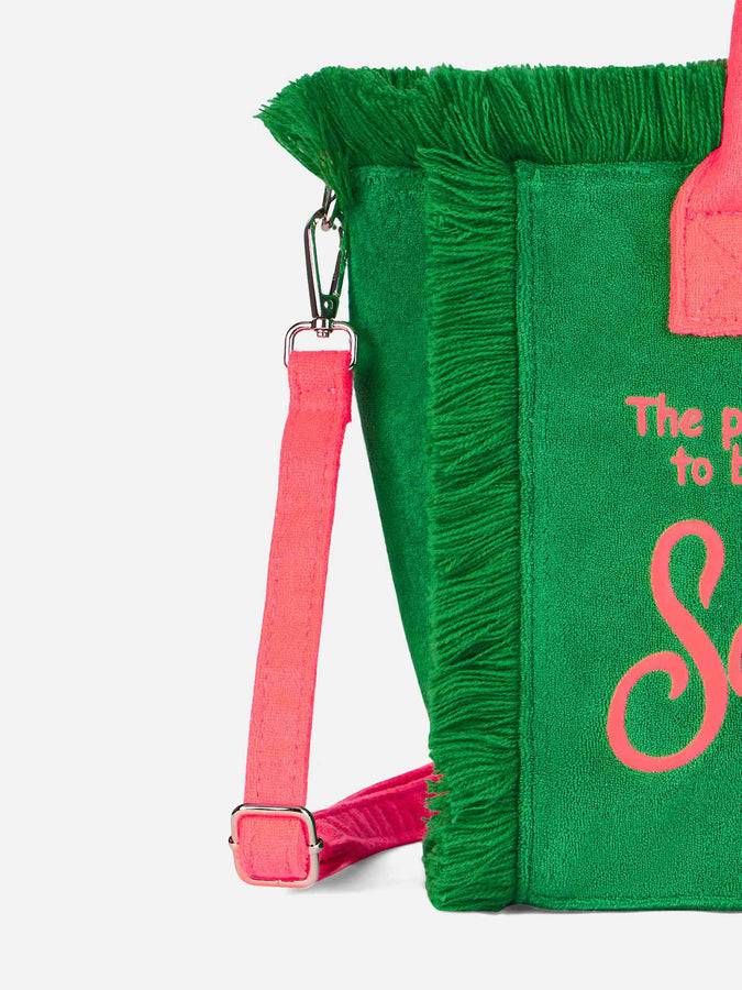 Mc2 Saint Barth Borsa Colette In Spugna Verde Con Logo Saint Barth
